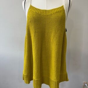 Anthropologie Mustard and White Knit Women's Sweater - Size L/XL
